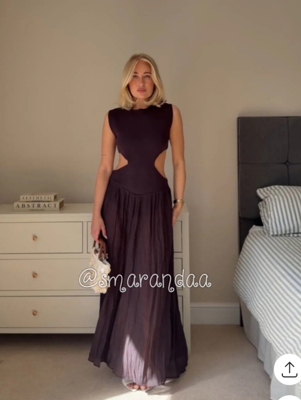 Zara Cut Out Maxi Knit Dress Brown NWT
